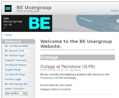 Serious outage in Penistone