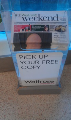Picture of the Waitrose newspaper showing what looks like a penis on the cover