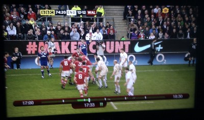England vs Wales rugby but unfortunate advert positioning