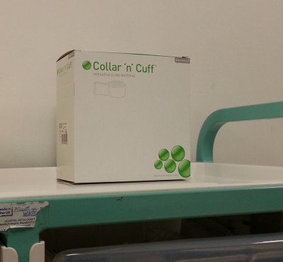 A medical sling bandage called Collar n Cuff!